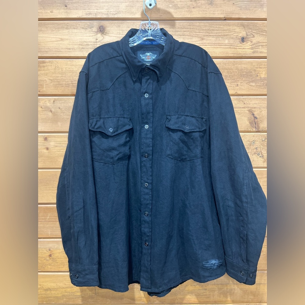 Harley-Davidson Genuine MotorClothes Black Snap Button Shirt XL